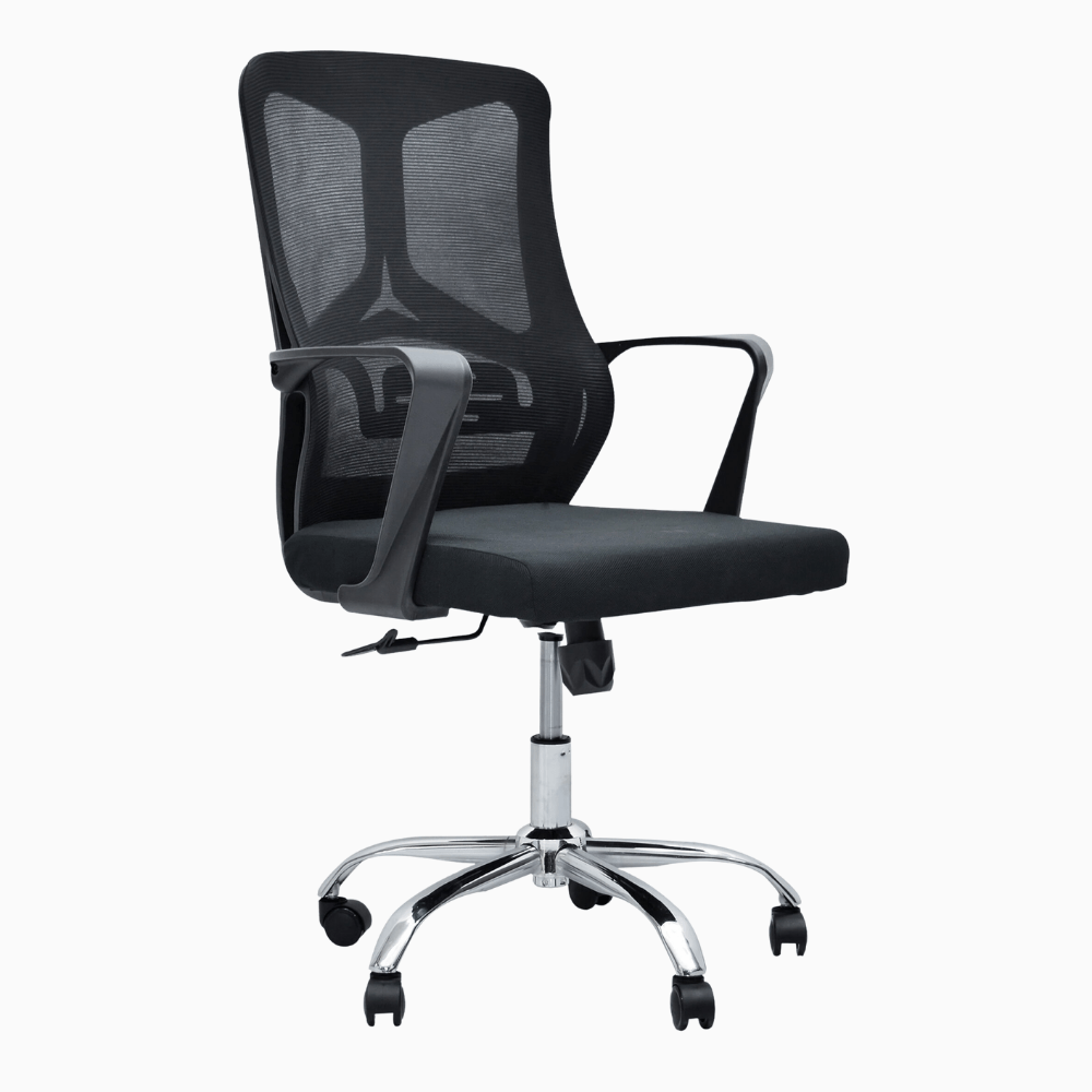 Ergonomic Medium Back Modern Mesh Chair Swivel Black K-191B