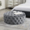 Randly Velvet Ottoman (Grey)