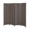 Four Panel Room Divider Brown