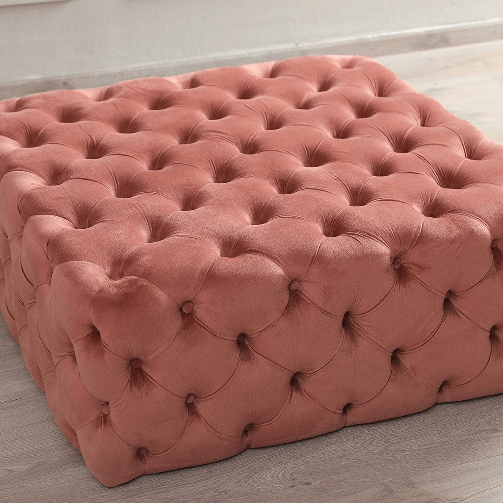 Randly Velvet Ottoman (Pink)