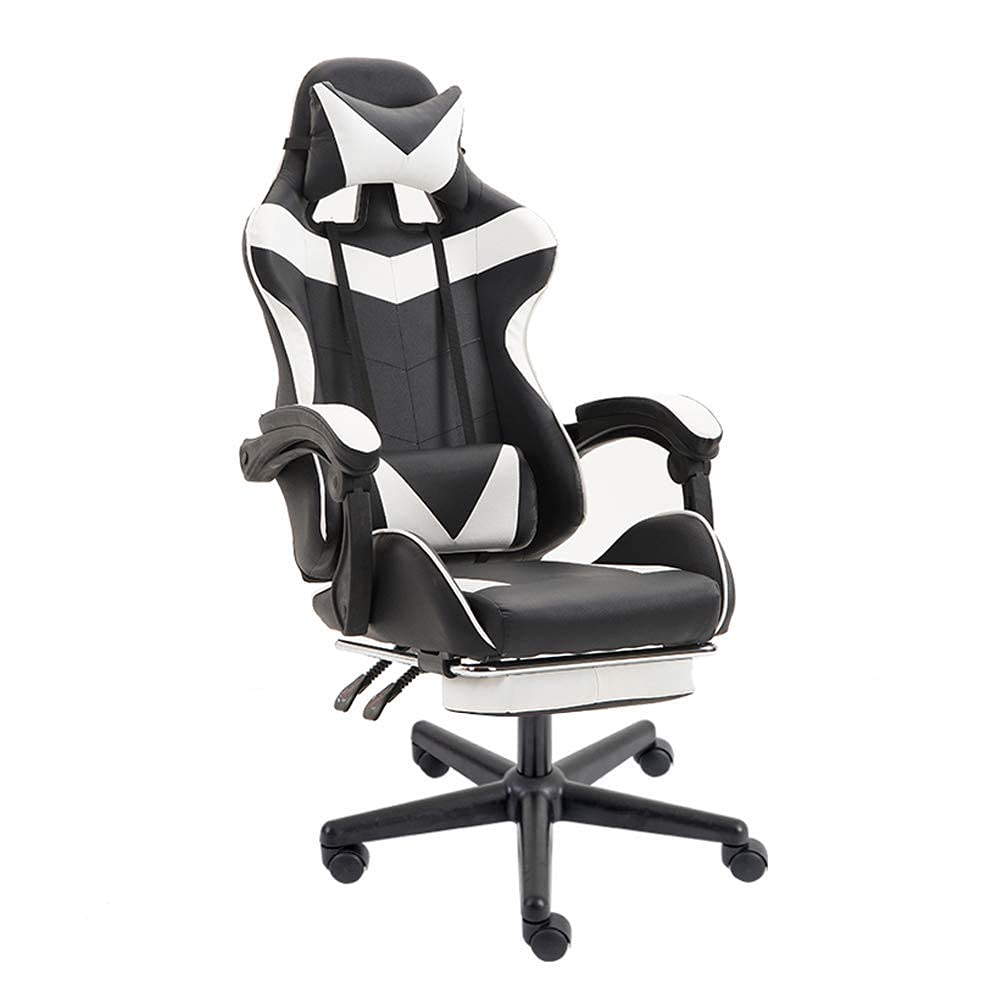 Melina Gaming Chair With Foot-rest Color (White/Black)