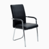 High Back PU Leather Padded Arms Visitor Chair Black K-6139V