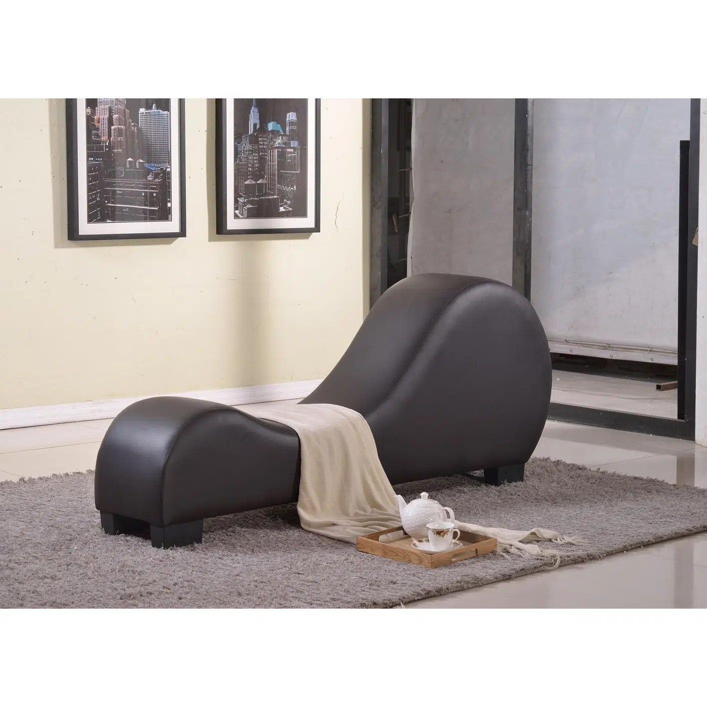 Carmen S-Shape Leather Chaise