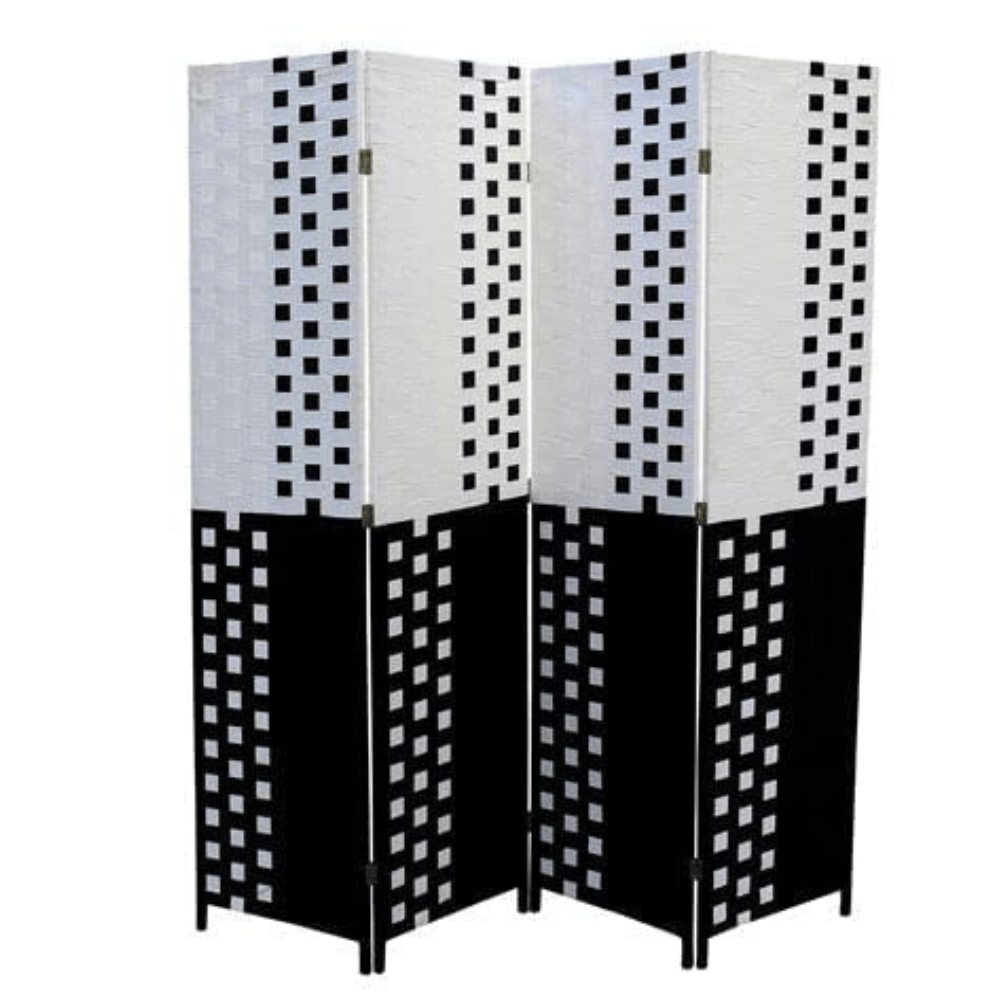 Four Panel Room Divider Black&White