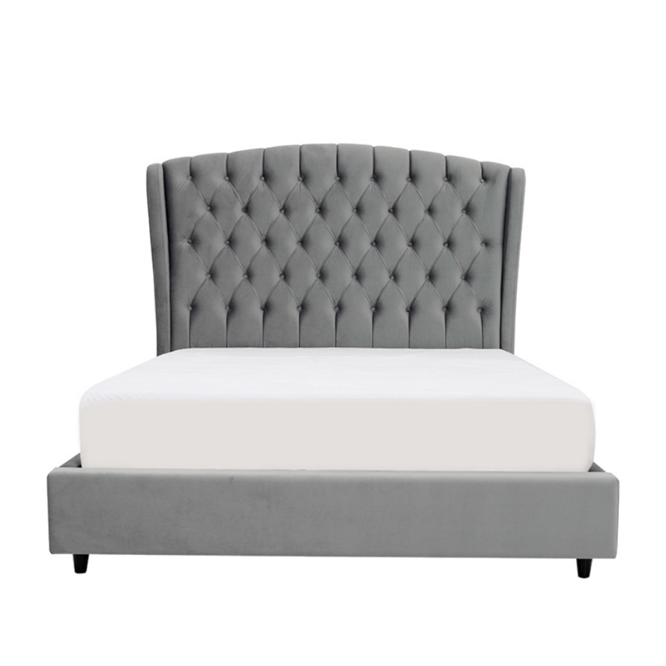 Aida Button Tufted Velvet Bed