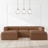 Aron 5-Seater Faux Leather U-Shape Sofa – Brown