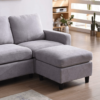 Bobkona 4-Seater Polyester L-Shape Sofa – Light Grey