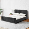 Channel Wingback Velvet Bed