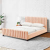 Channel Wingback Velvet Bed