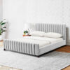 Channel Wingback Velvet Bed