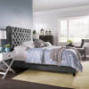 Tufted Roll-Top Linen Bed