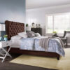 Tufted Roll-Top Linen Bed
