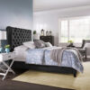 Tufted Roll-Top Linen Bed