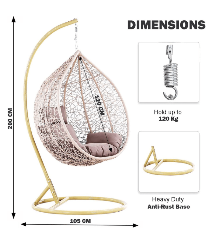 Casa Loma Hanging Swing Chair (Cream) (Random Cushion)