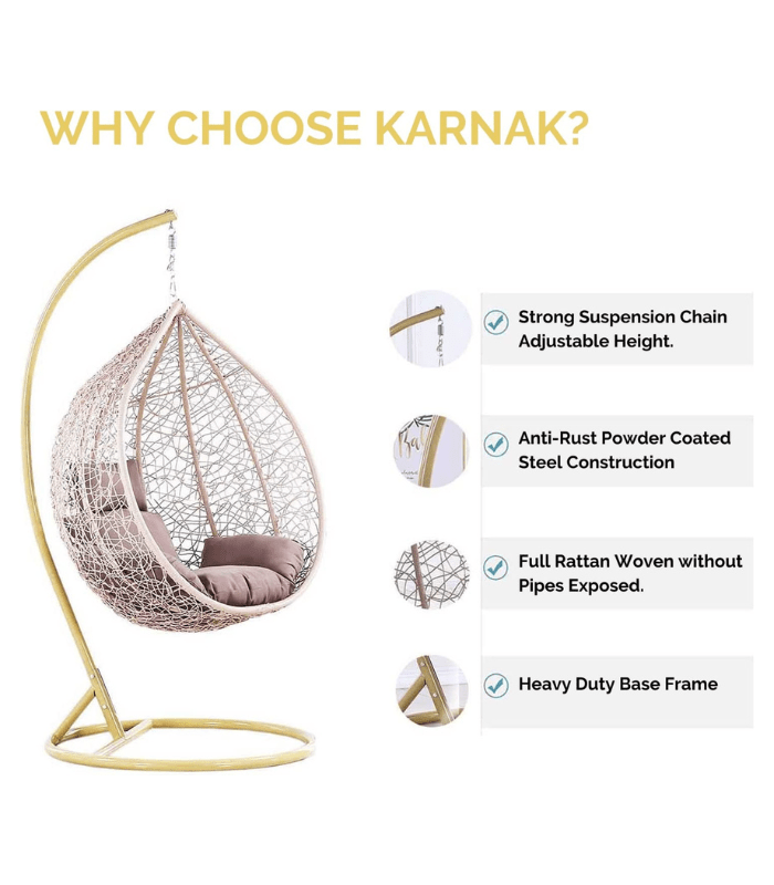 Casa Loma Hanging Swing Chair (Cream) (Random Cushion)