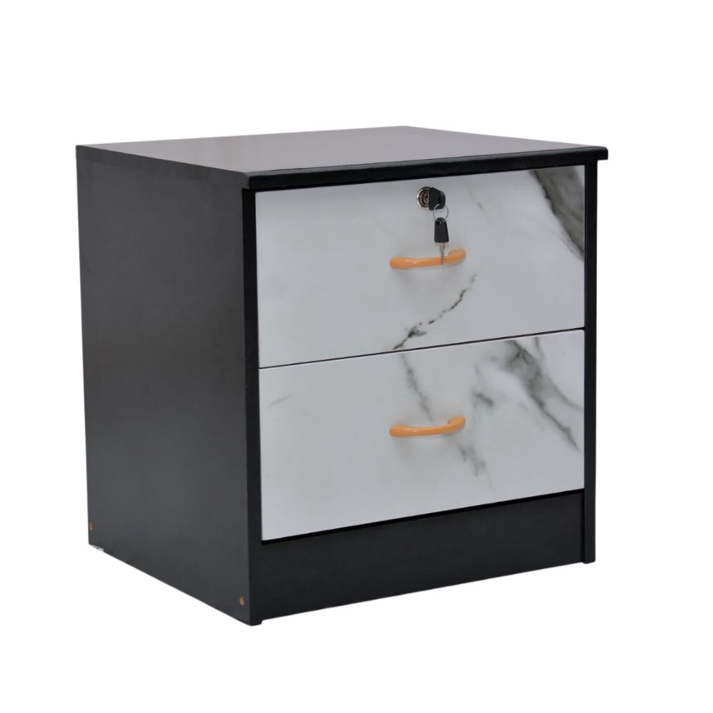 Urban Side Table Drawers Storage Color (Wenge-Marble)