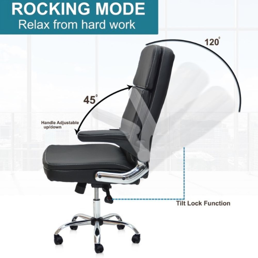 Alorica Office Gaming Chair PU Leather Soft Foam Color (Black)