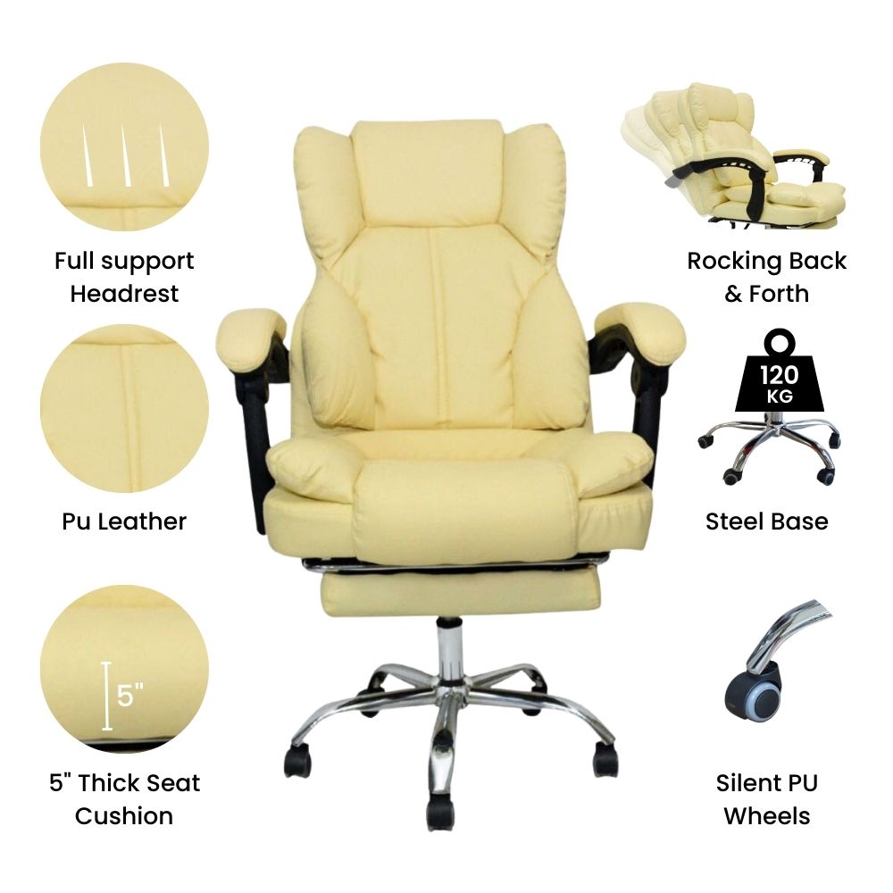 Dusty Office Gaming Chair PU Leather Color (Off-White)