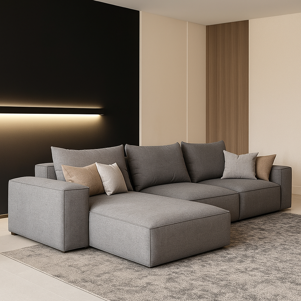 Rabia 3-Seater L-Shape Linen Sofa