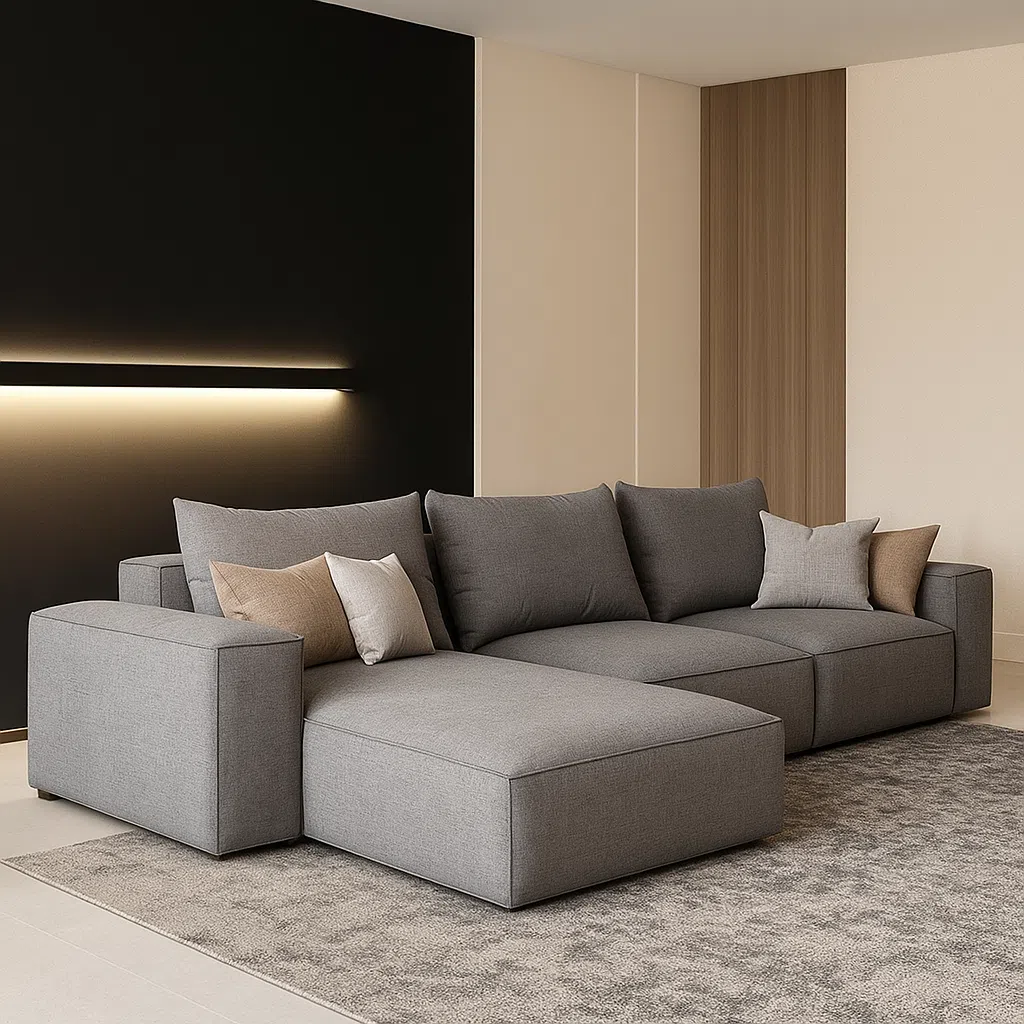 Rabia 3-Seater L-Shape Linen Sofa