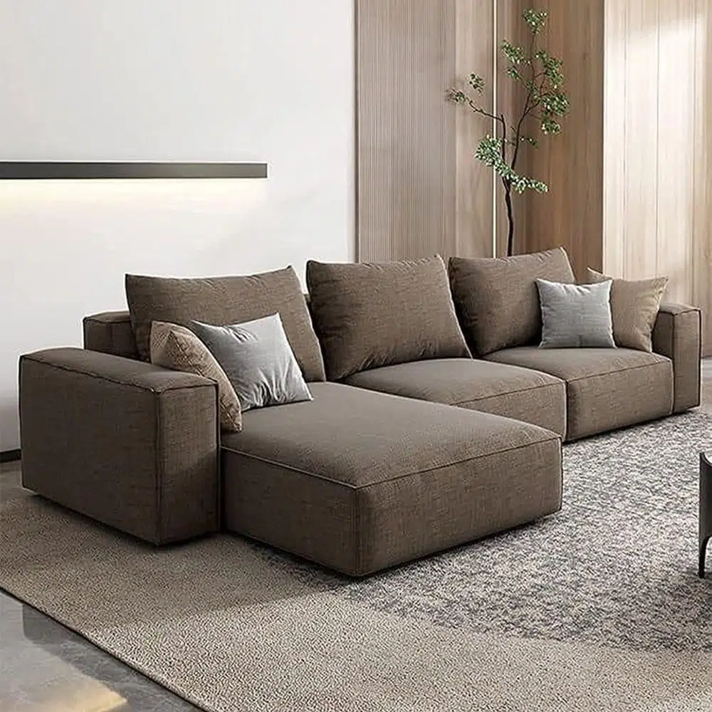 Rabia 3-Seater L-Shape Linen Sofa