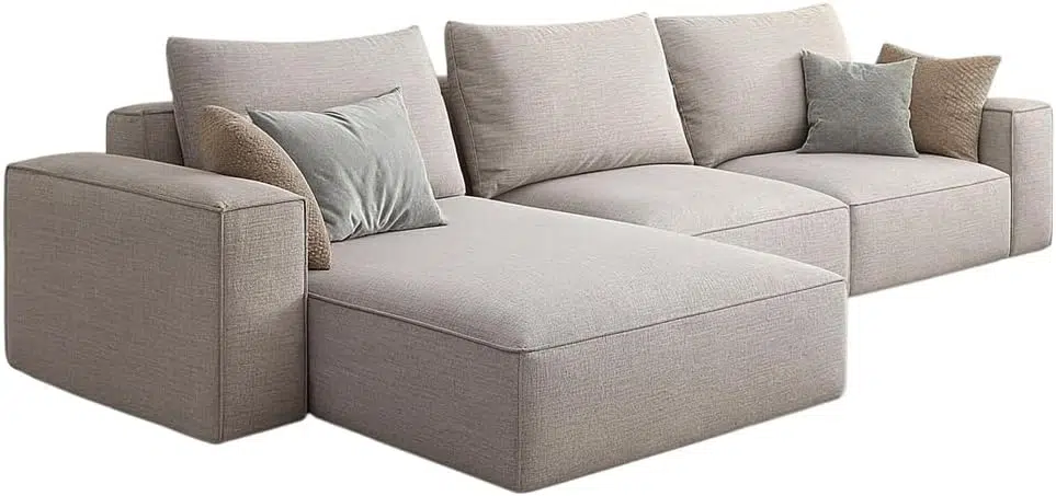 Rabia 3-Seater L-Shape Linen Sofa