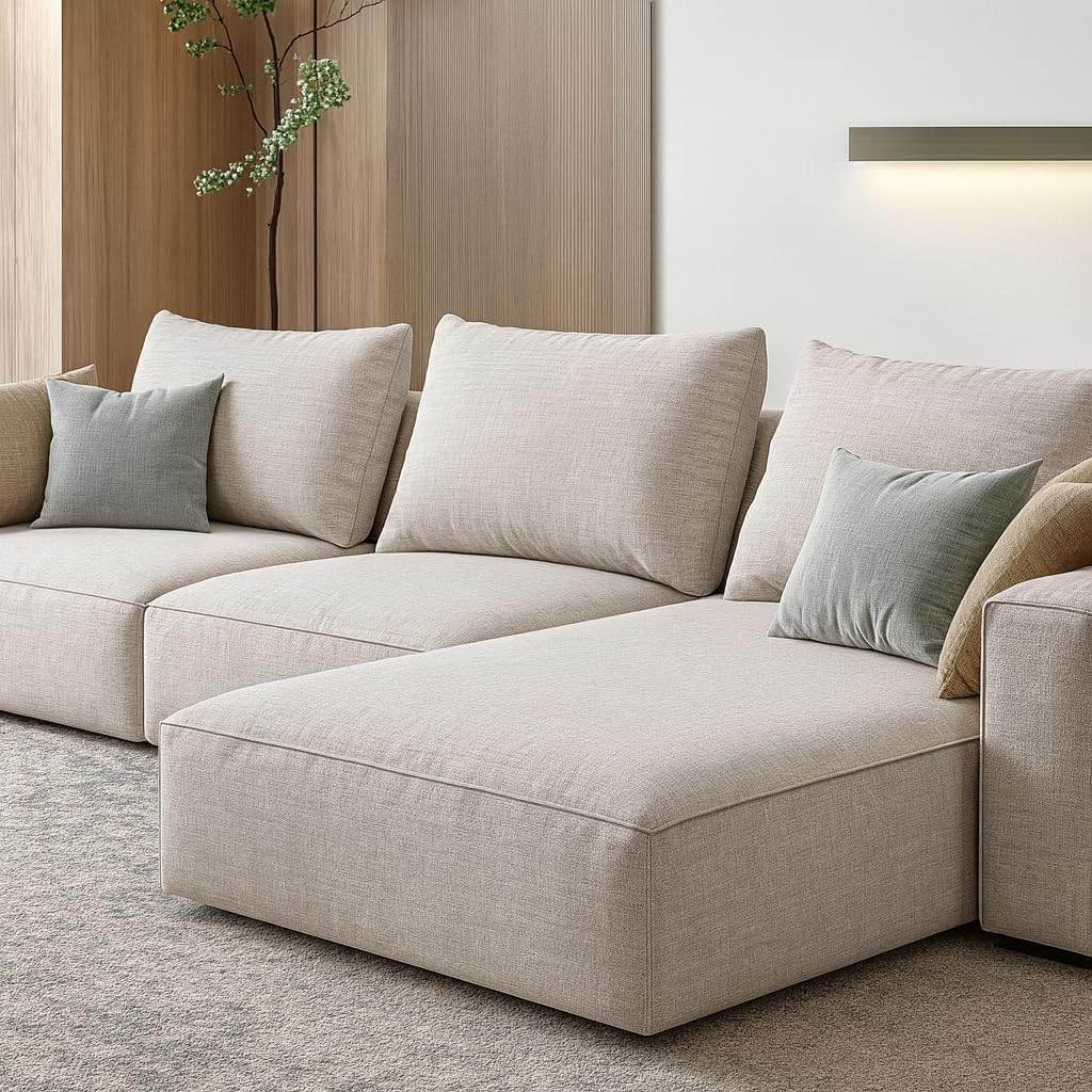 Rabia 3-Seater L-Shape Linen Sofa
