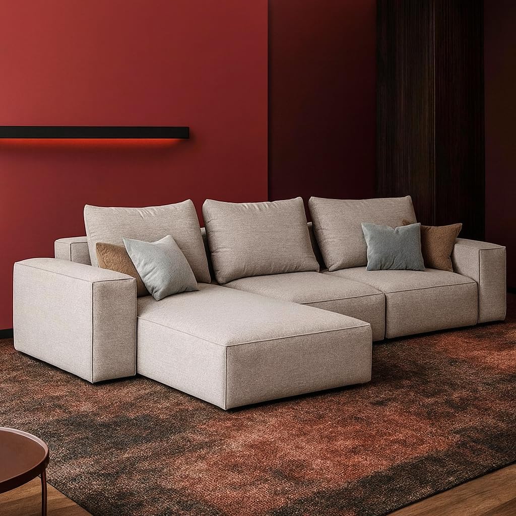 Rabia 3-Seater L-Shape Linen Sofa