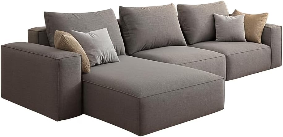 Rabia 3-Seater L-Shape Linen Sofa