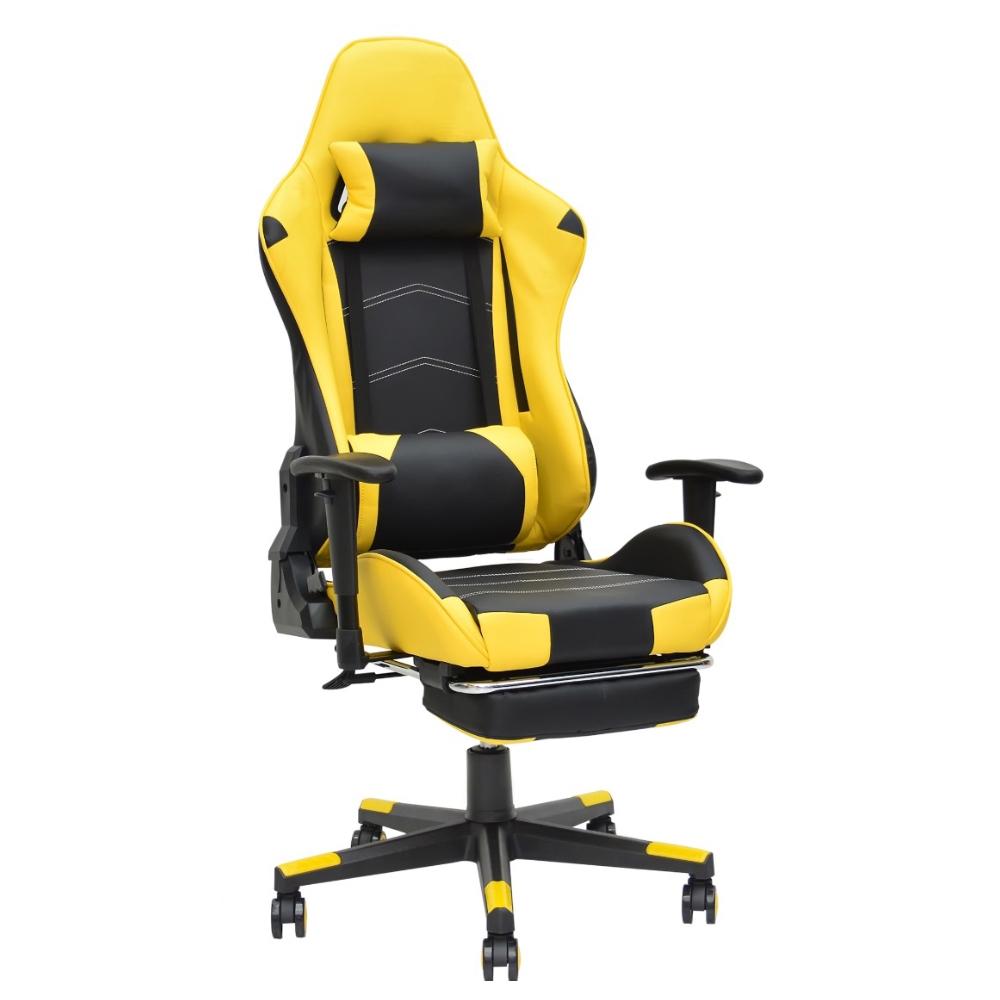 Boston Gaming Chair with Foot-Rest Color (Yellow/Black)