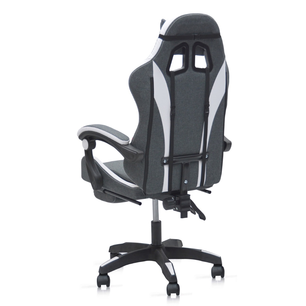 Chicago Gaming Chair with Foot-Rest Color (Grey/White)