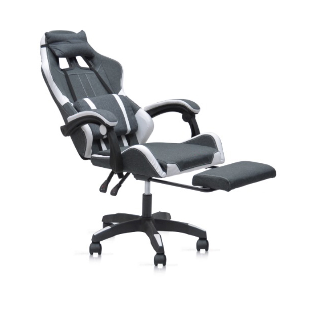 Chicago Gaming Chair with Foot-Rest Color (Grey/White)
