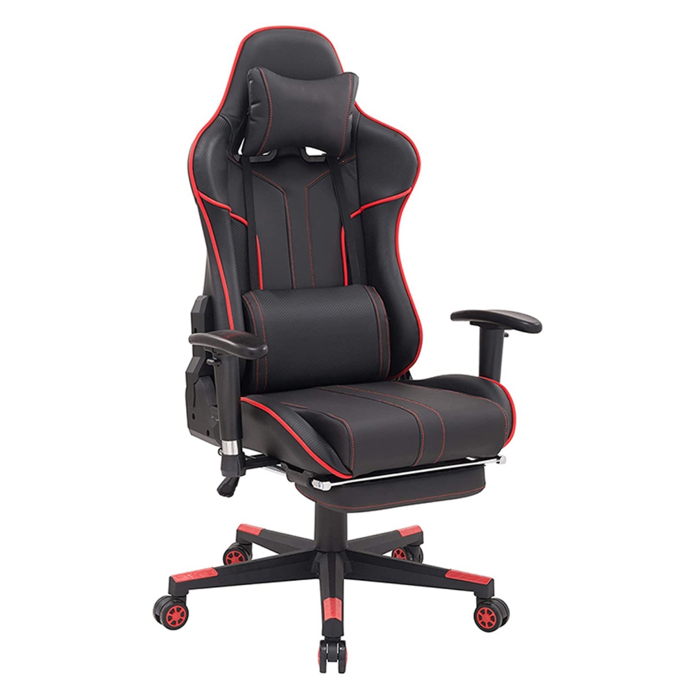 Vegas Gaming Chair with Foot-Rest Color (Black/Red)