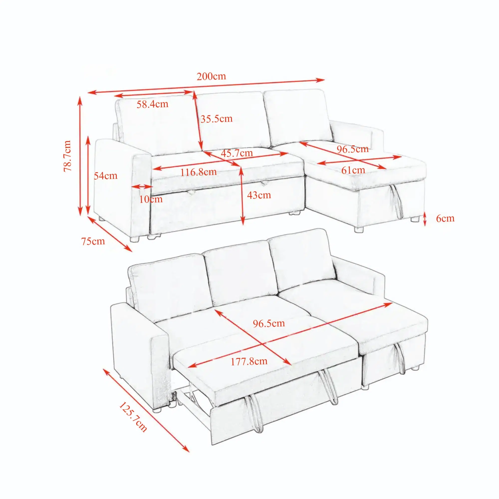 Hunter 3-Seater Corner Sofa Bed