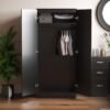 Trafford 2 Doors Wooden Wardrobe Color (Black)