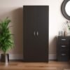 Trafford 2 Doors Wooden Wardrobe Color (Black)