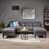 Alron Mid Century 4-Seater U-Shape Linen Sofa