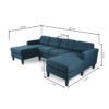 Alron Mid Century 4-Seater U-Shape Linen Sofa