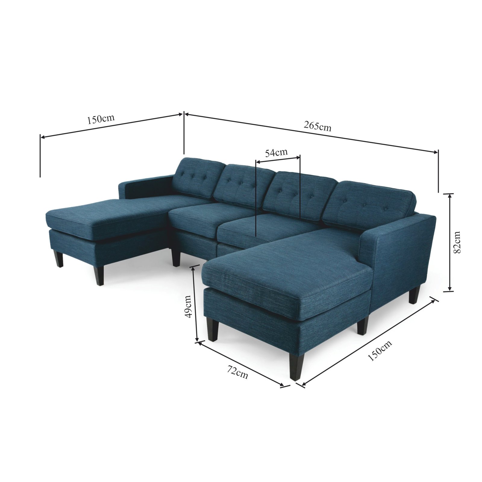 Alron Mid Century 4-Seater U-Shape Linen Sofa