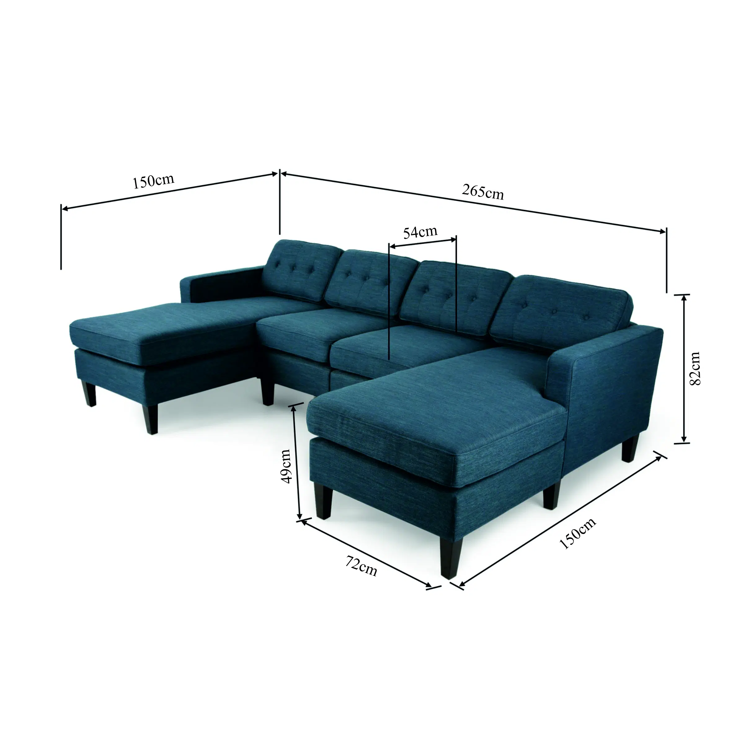 Alron Mid Century 4-Seater U-Shape Linen Sofa