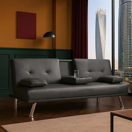 Strandom 2-Seater Leather Futon Sofa Bed