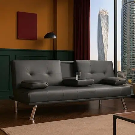 Strandom 2-Seater Leather Futon Sofa Bed