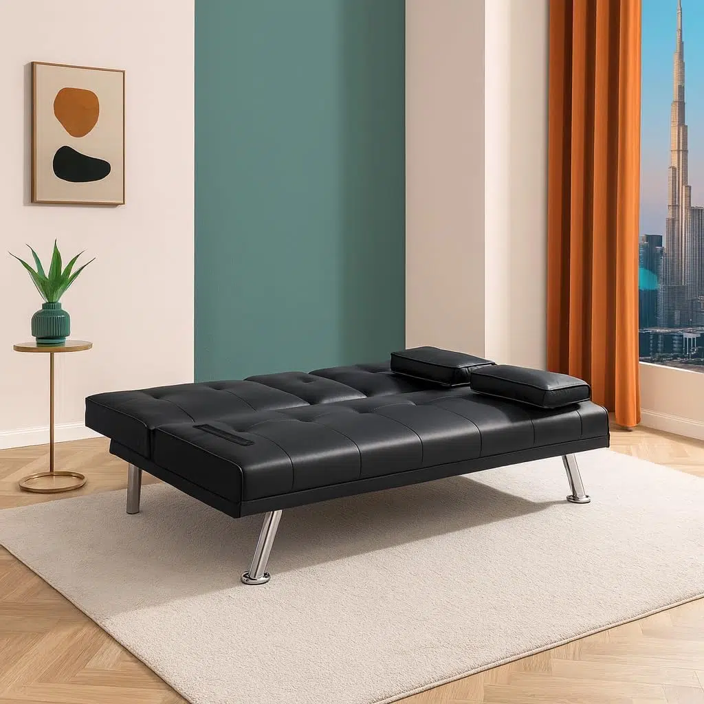 Strandom 2-Seater Leather Futon Sofa Bed