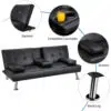Strandom 2-Seater Leather Futon Sofa Bed