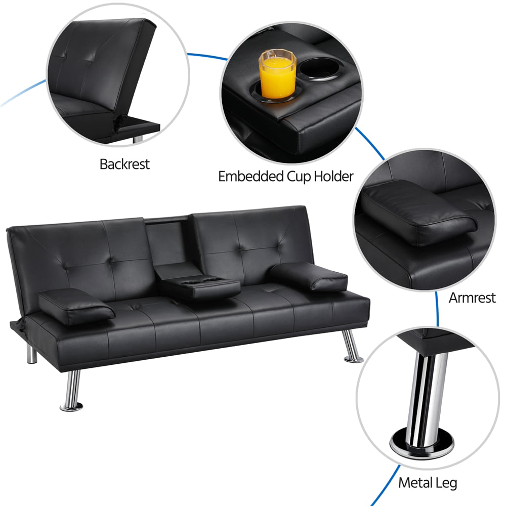 Strandom 2-Seater Leather Futon Sofa Bed