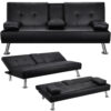 Strandom 2-Seater Leather Futon Sofa Bed
