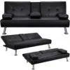 Strandom 2-Seater Leather Futon Sofa Bed