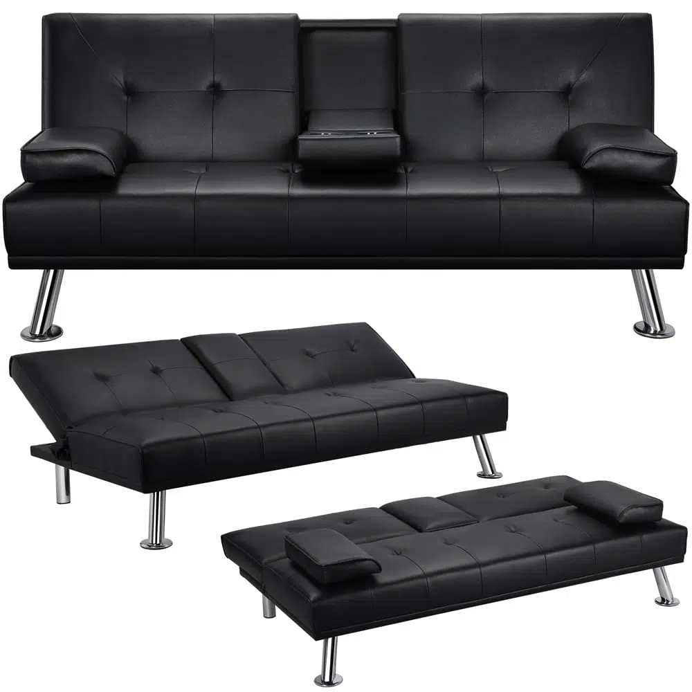 Strandom 2-Seater Leather Futon Sofa Bed