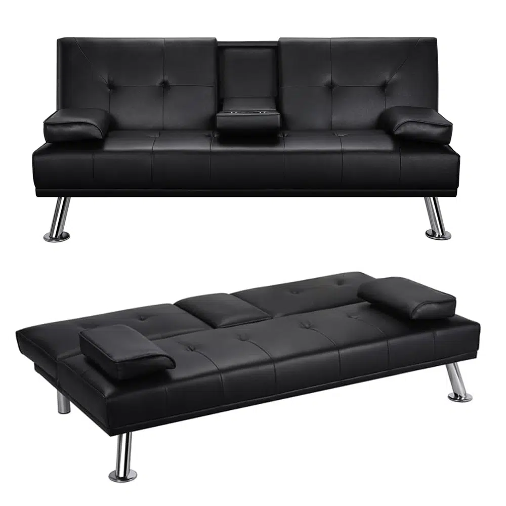 Strandom 2-Seater Leather Futon Sofa Bed