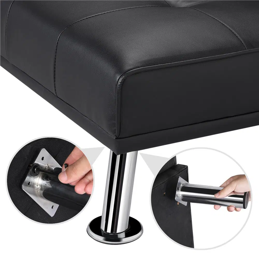 Strandom 2-Seater Leather Futon Sofa Bed